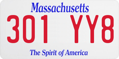 MA license plate 301YY8