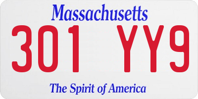 MA license plate 301YY9