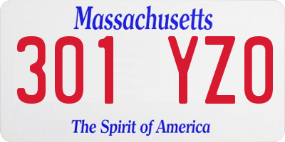 MA license plate 301YZ0