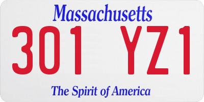 MA license plate 301YZ1