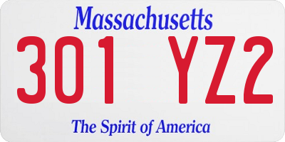 MA license plate 301YZ2