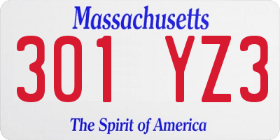 MA license plate 301YZ3