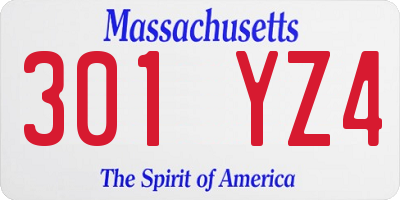 MA license plate 301YZ4