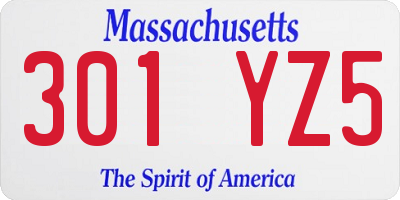 MA license plate 301YZ5