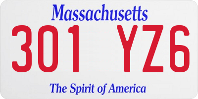 MA license plate 301YZ6