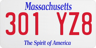 MA license plate 301YZ8
