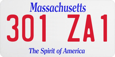 MA license plate 301ZA1
