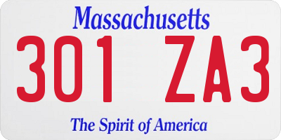 MA license plate 301ZA3