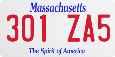 MA license plate 301ZA5