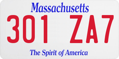 MA license plate 301ZA7