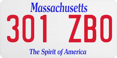 MA license plate 301ZB0