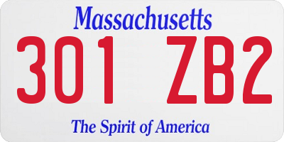 MA license plate 301ZB2
