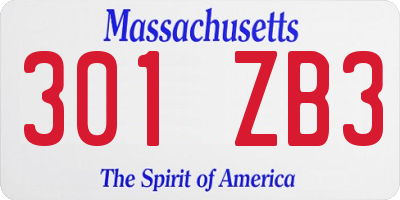 MA license plate 301ZB3