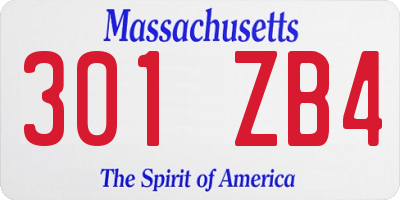 MA license plate 301ZB4