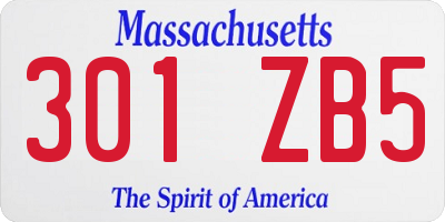 MA license plate 301ZB5