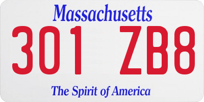 MA license plate 301ZB8