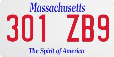MA license plate 301ZB9
