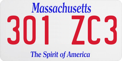 MA license plate 301ZC3