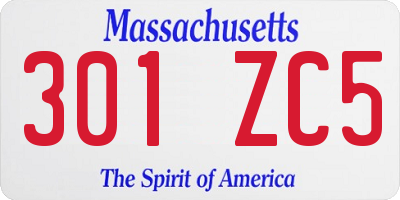 MA license plate 301ZC5