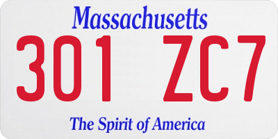 MA license plate 301ZC7