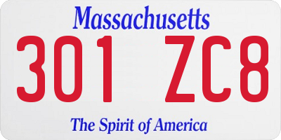 MA license plate 301ZC8