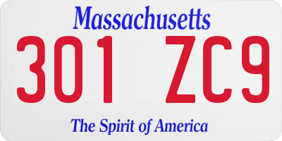 MA license plate 301ZC9
