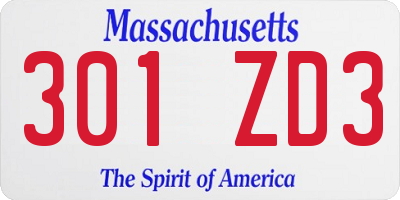 MA license plate 301ZD3