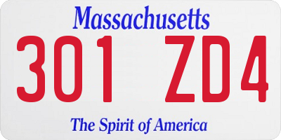 MA license plate 301ZD4