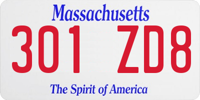 MA license plate 301ZD8