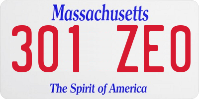 MA license plate 301ZE0