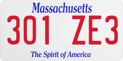 MA license plate 301ZE3