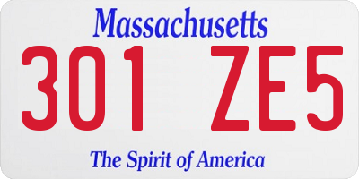 MA license plate 301ZE5