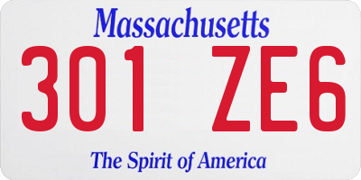 MA license plate 301ZE6