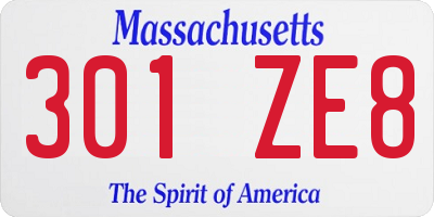 MA license plate 301ZE8