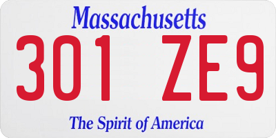 MA license plate 301ZE9