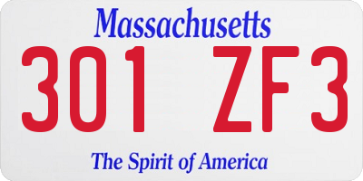 MA license plate 301ZF3