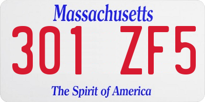 MA license plate 301ZF5