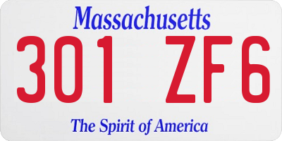 MA license plate 301ZF6