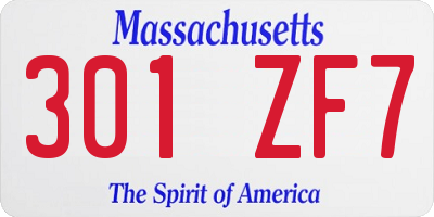 MA license plate 301ZF7