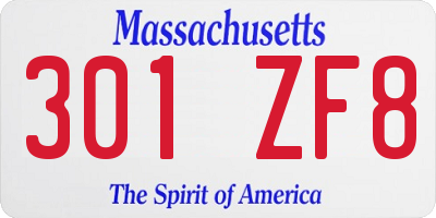 MA license plate 301ZF8