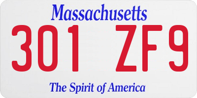 MA license plate 301ZF9