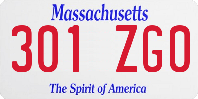 MA license plate 301ZG0