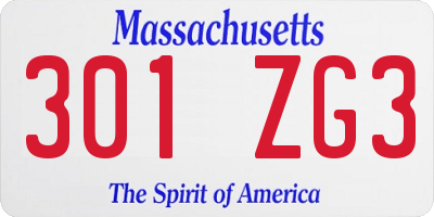 MA license plate 301ZG3
