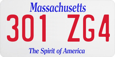 MA license plate 301ZG4