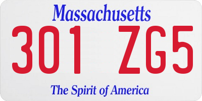 MA license plate 301ZG5