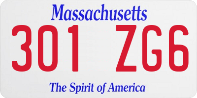 MA license plate 301ZG6