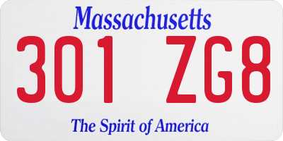 MA license plate 301ZG8