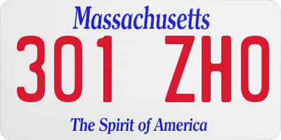 MA license plate 301ZH0