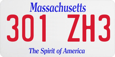 MA license plate 301ZH3