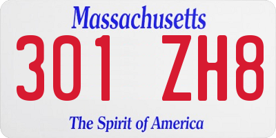MA license plate 301ZH8